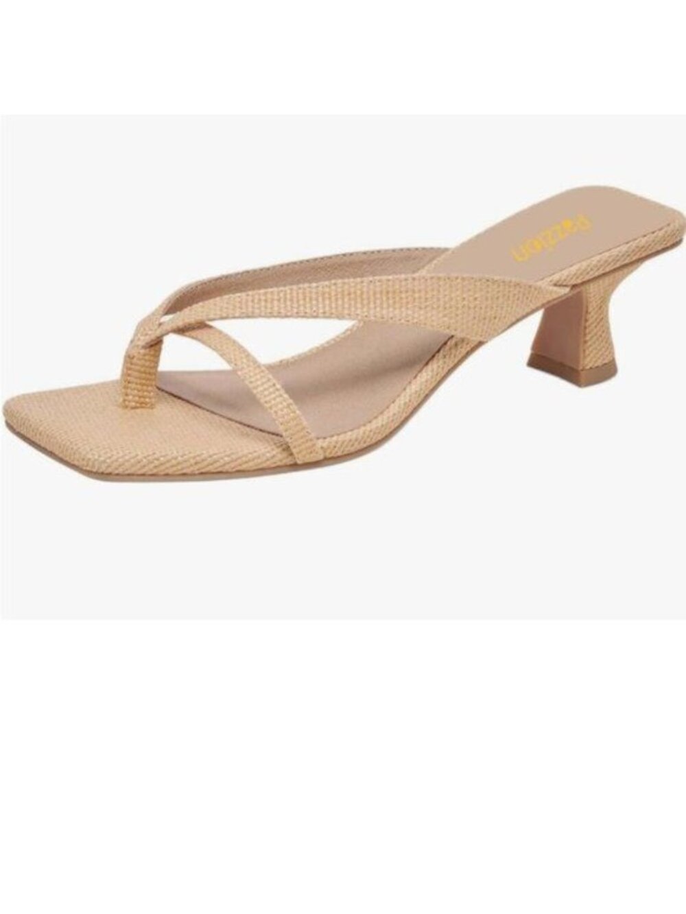 Pazzion Women Open Square Toe Heel Flip Flop Sandals Slip On Low Heeled Apricot